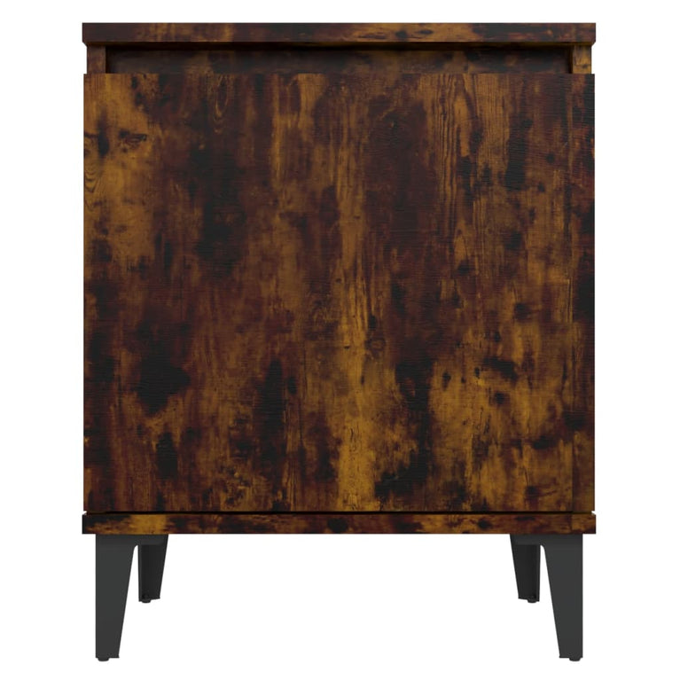 Nachtkastjes 2 st met metalen poten 40x30x50 cm gerookt eiken MeubelReus