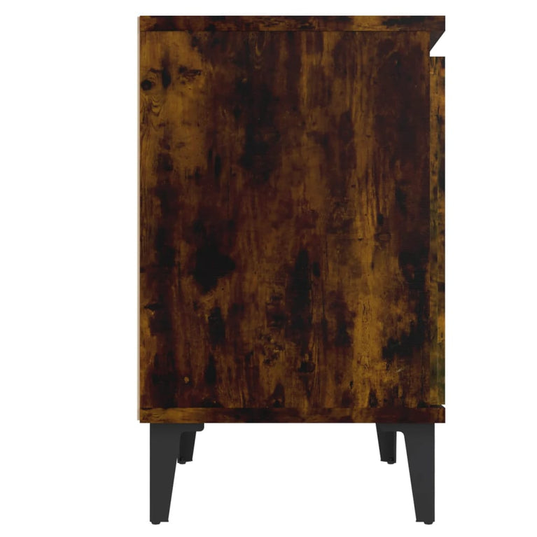 Nachtkastjes 2 st met metalen poten 40x30x50 cm gerookt eiken MeubelReus