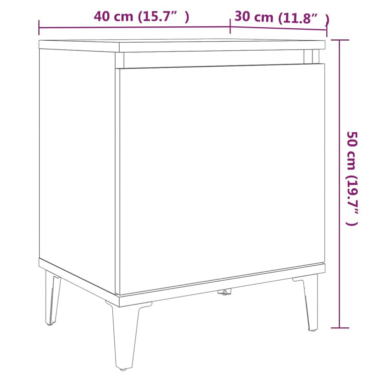 Nachtkastjes 2 st met metalen poten 40x30x50 cm gerookt eiken MeubelReus