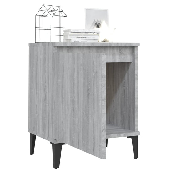 Nachtkastje met metalen poten 40x30x50 cm grijs sonoma eiken MeubelReus