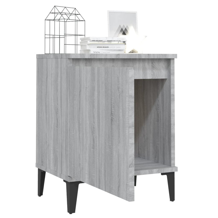 Nachtkastje met metalen poten 40x30x50 cm grijs sonoma eiken MeubelReus