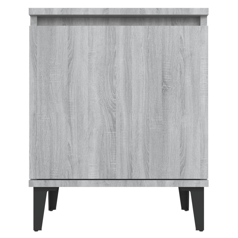 Nachtkastje met metalen poten 40x30x50 cm grijs sonoma eiken MeubelReus