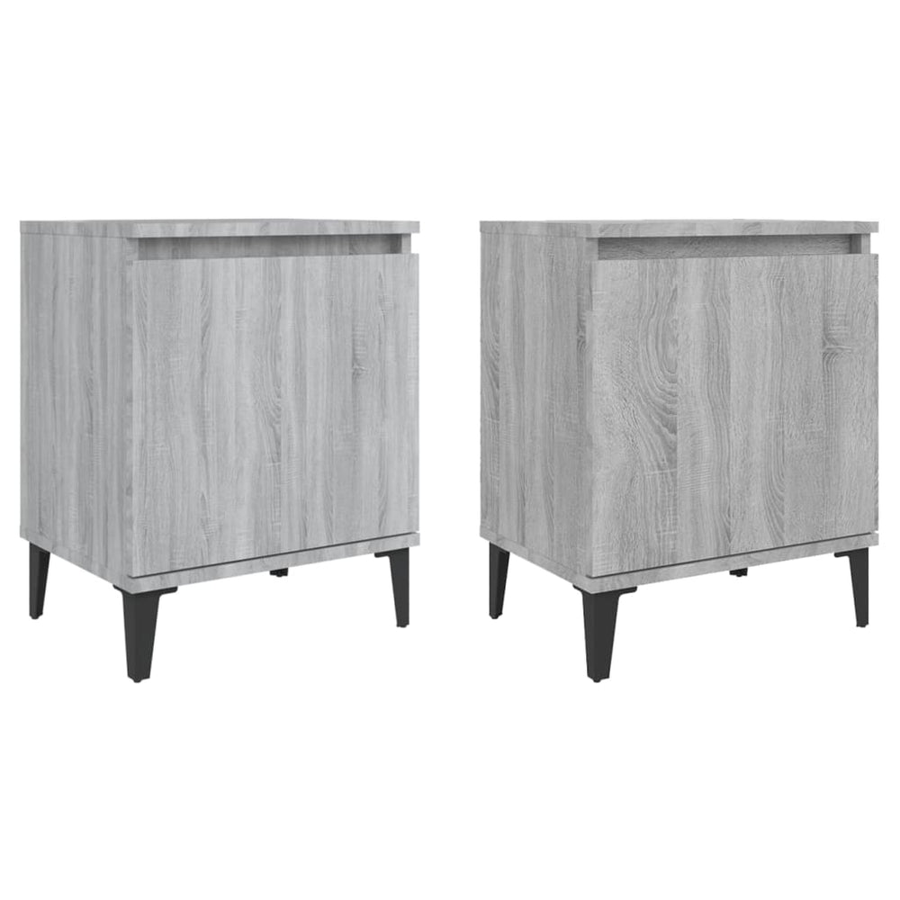 Nachtkastjes 2 st met metalen poten 40x30x50 cm grijs sonoma MeubelReus