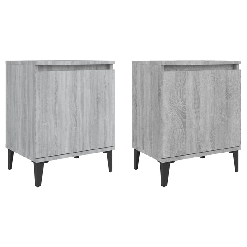 Nachtkastjes 2 st met metalen poten 40x30x50 cm grijs sonoma MeubelReus