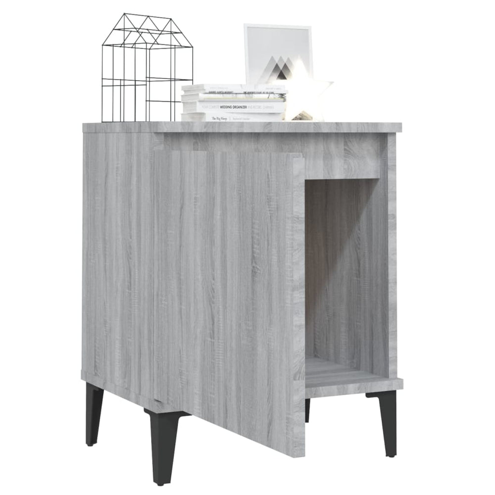 Nachtkastjes 2 st met metalen poten 40x30x50 cm grijs sonoma MeubelReus