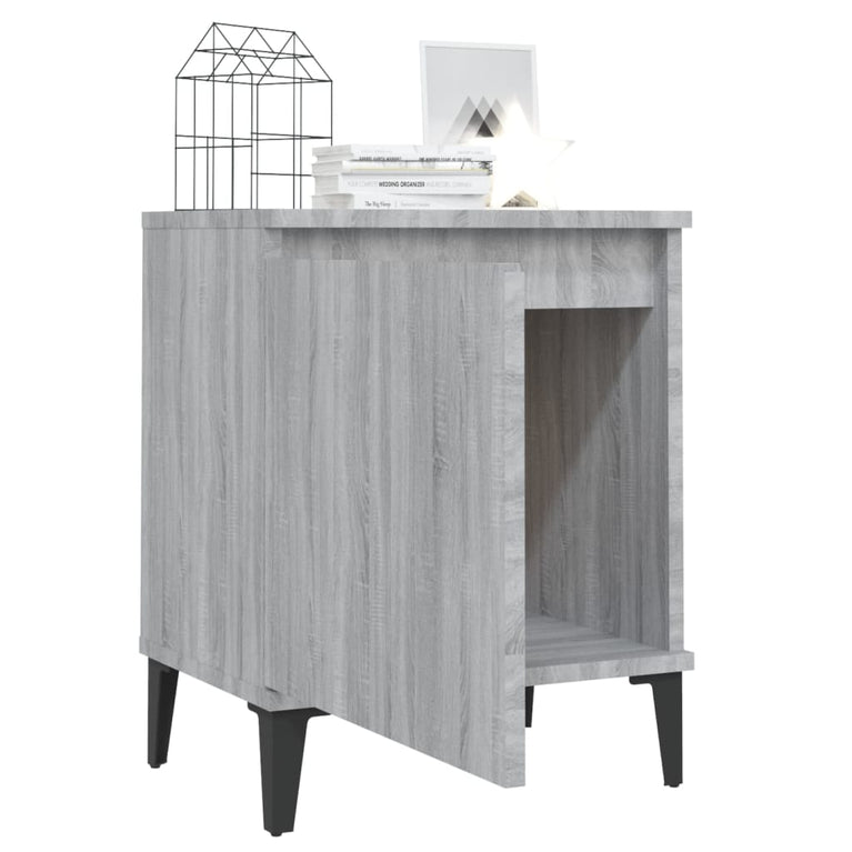 Nachtkastjes 2 st met metalen poten 40x30x50 cm grijs sonoma MeubelReus