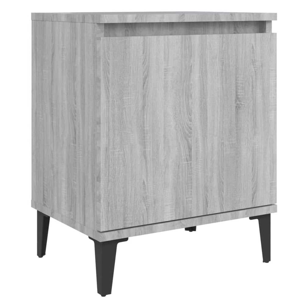 Nachtkastjes 2 st met metalen poten 40x30x50 cm grijs sonoma MeubelReus