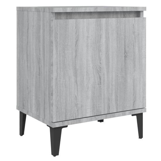 Nachtkastjes 2 st met metalen poten 40x30x50 cm grijs sonoma MeubelReus
