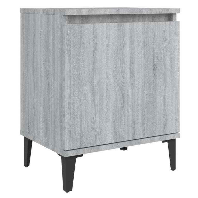 Nachtkastjes 2 st met metalen poten 40x30x50 cm grijs sonoma MeubelReus