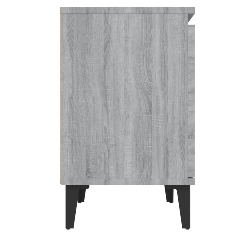 Nachtkastjes 2 st met metalen poten 40x30x50 cm grijs sonoma MeubelReus