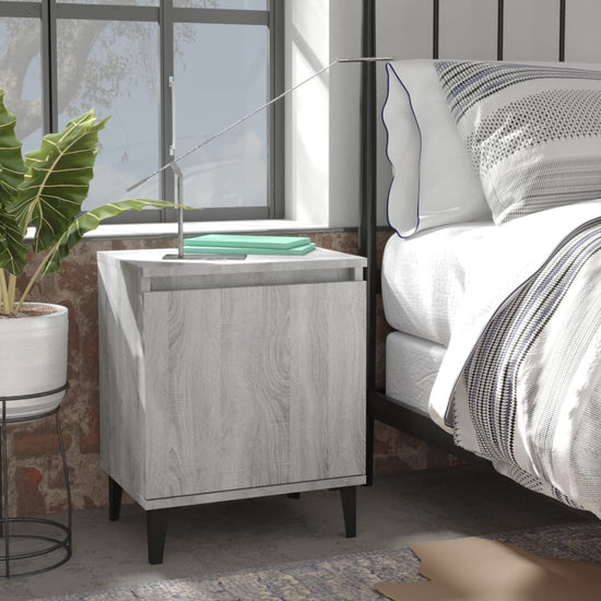 Nachtkastjes 2 st met metalen poten 40x30x50 cm grijs sonoma MeubelReus