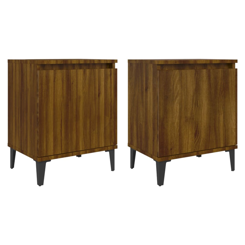 Nachtkastjes 2 st met metalen poten 40x30x50 cm bruineikenkleur MeubelReus
