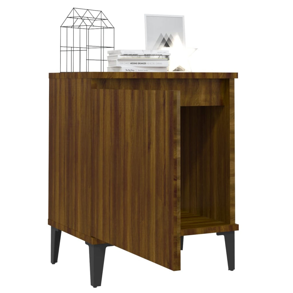 Nachtkastjes 2 st met metalen poten 40x30x50 cm bruineikenkleur MeubelReus