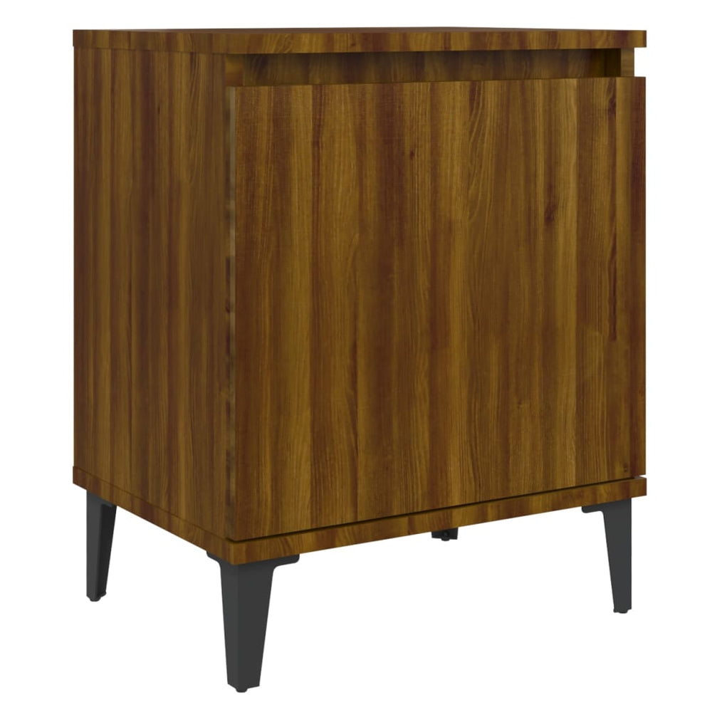 Nachtkastjes 2 st met metalen poten 40x30x50 cm bruineikenkleur MeubelReus