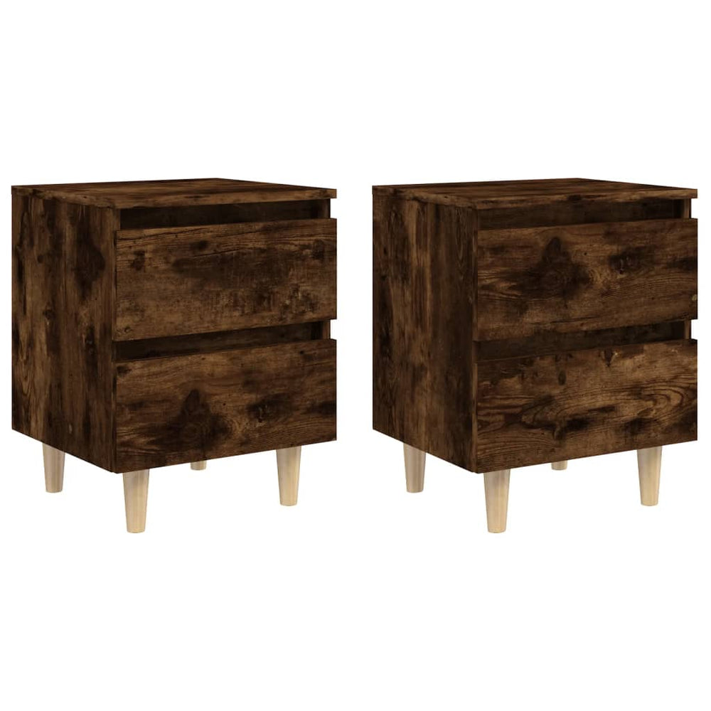 Nachtkastjes 2 st met houten poten 40x35x50 cm gerookt eiken MeubelReus