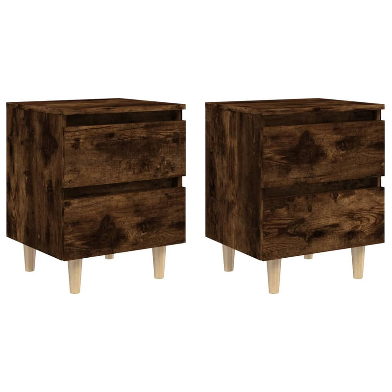 Nachtkastjes 2 st met houten poten 40x35x50 cm gerookt eiken MeubelReus