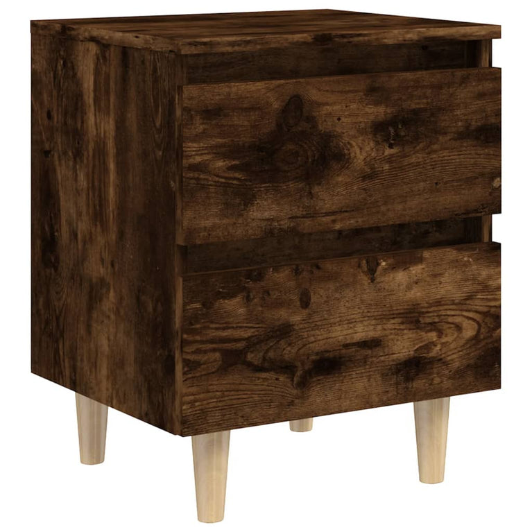 Nachtkastjes 2 st met houten poten 40x35x50 cm gerookt eiken MeubelReus