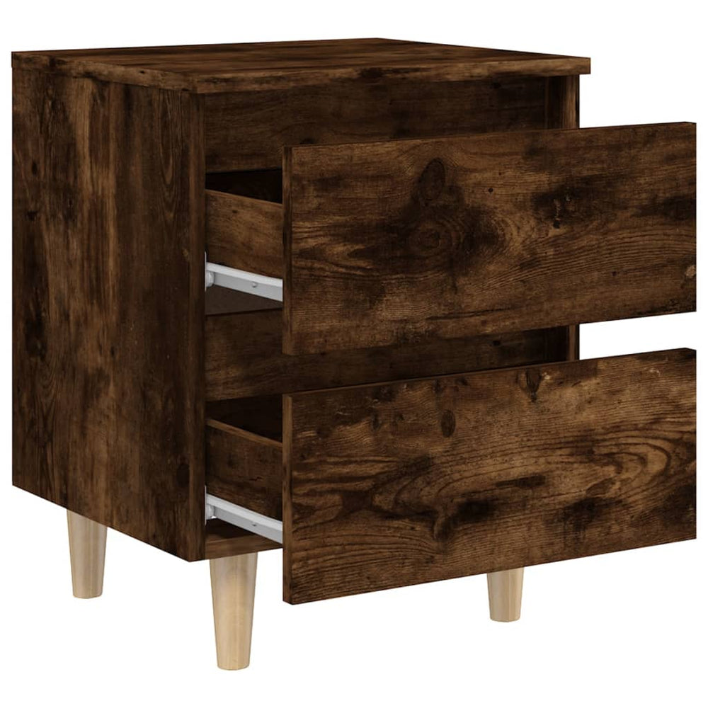 Nachtkastjes 2 st met houten poten 40x35x50 cm gerookt eiken MeubelReus