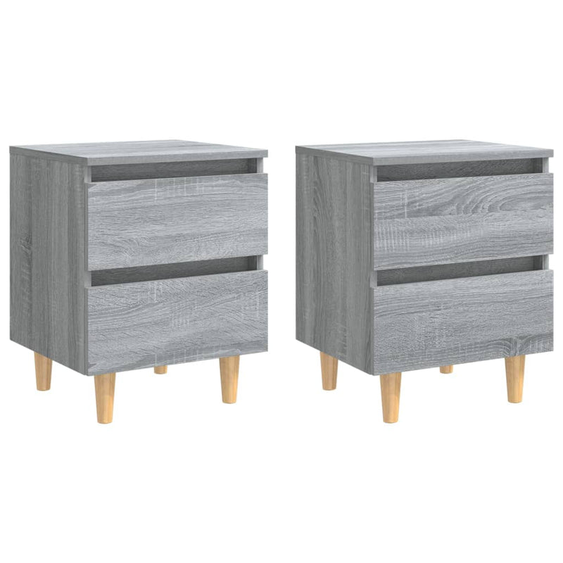 Nachtkastjes 2 st met houten poten 40x35x50 cm grijs sonoma MeubelReus