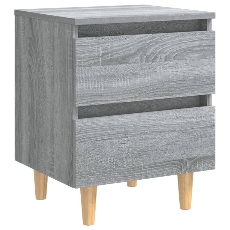 Nachtkastjes 2 st met houten poten 40x35x50 cm grijs sonoma MeubelReus