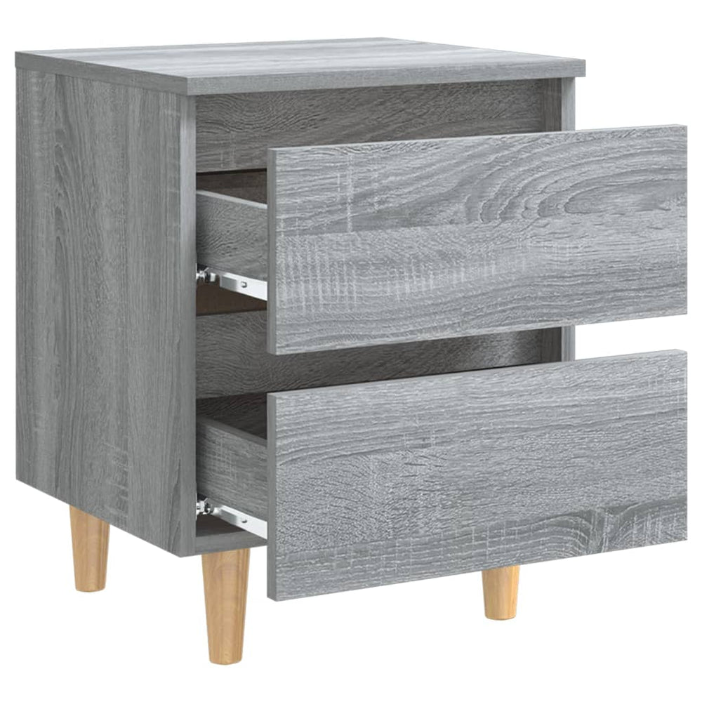 Nachtkastjes 2 st met houten poten 40x35x50 cm grijs sonoma MeubelReus