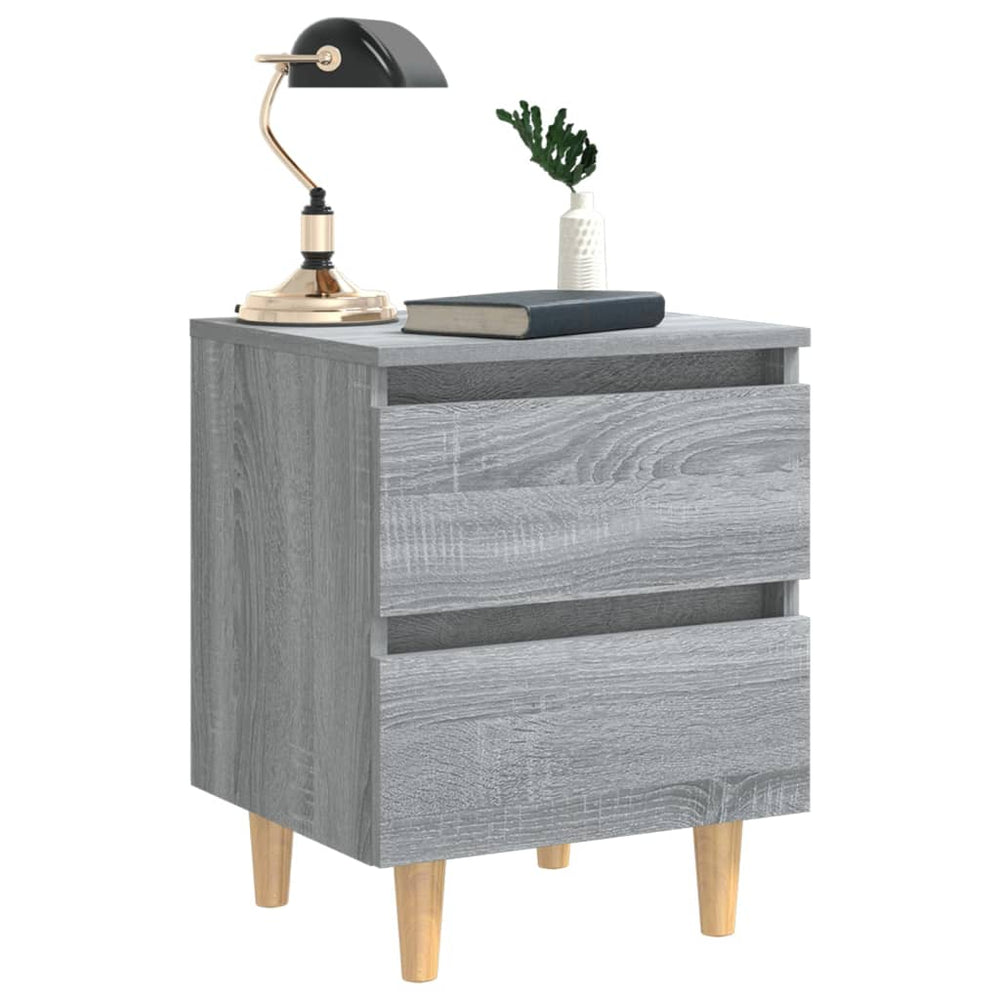 Nachtkastjes 2 st met houten poten 40x35x50 cm grijs sonoma MeubelReus