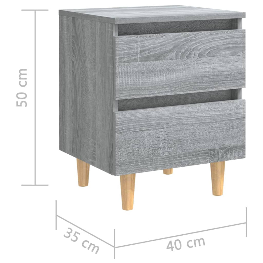 Nachtkastjes 2 st met houten poten 40x35x50 cm grijs sonoma MeubelReus