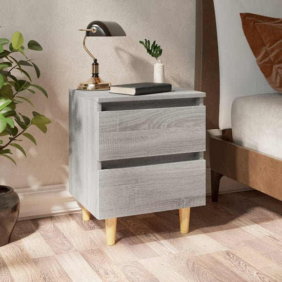 Nachtkastjes 2 st met houten poten 40x35x50 cm grijs sonoma MeubelReus
