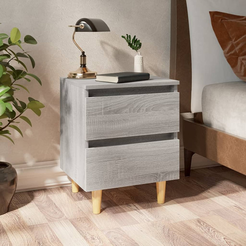 Nachtkastjes 2 st met houten poten 40x35x50 cm grijs sonoma MeubelReus