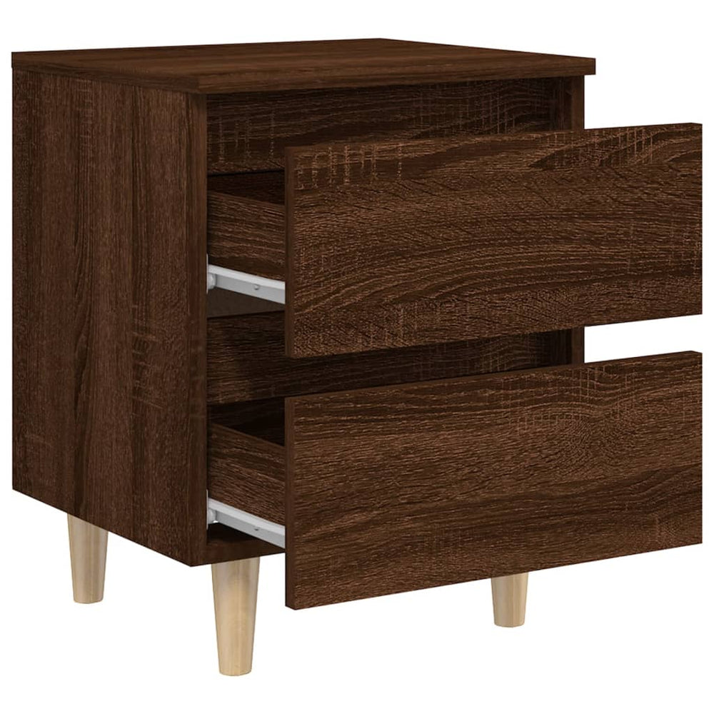 Nachtkastjes 2 st met houten poten 40x35x50 cm bruineikenkleur MeubelReus