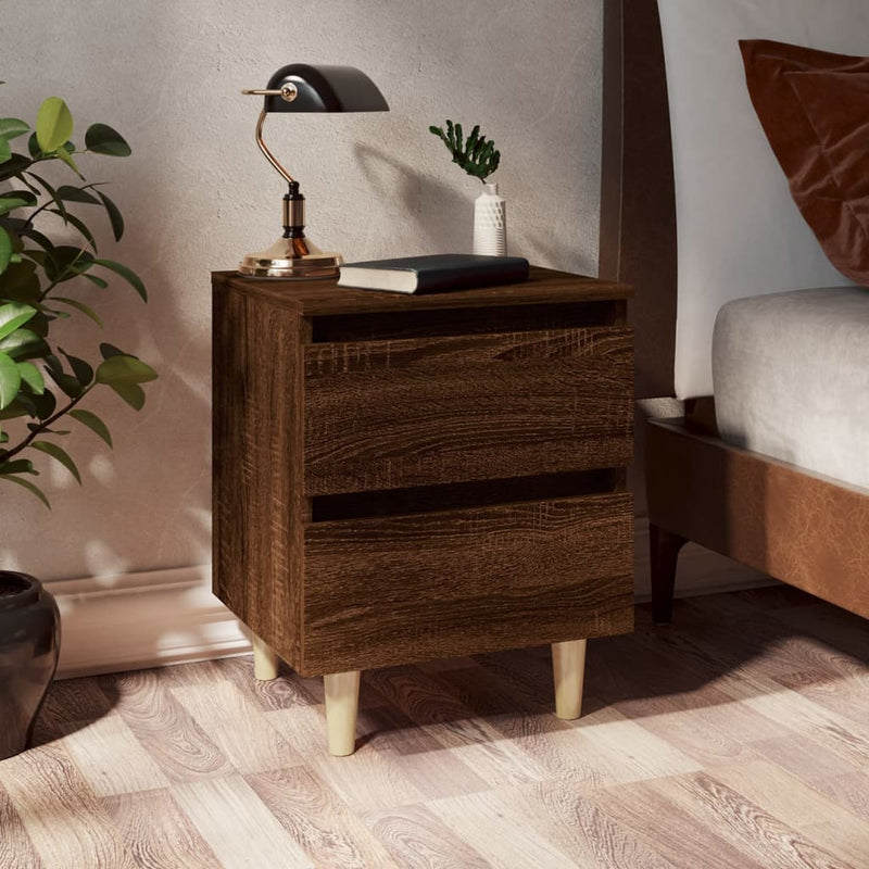 Nachtkastjes 2 st met houten poten 40x35x50 cm bruineikenkleur MeubelReus