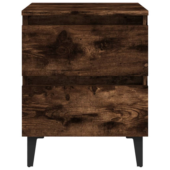 Nachtkastjes 2 st met metalen poten 40x35x50 cm gerookt eiken MeubelReus
