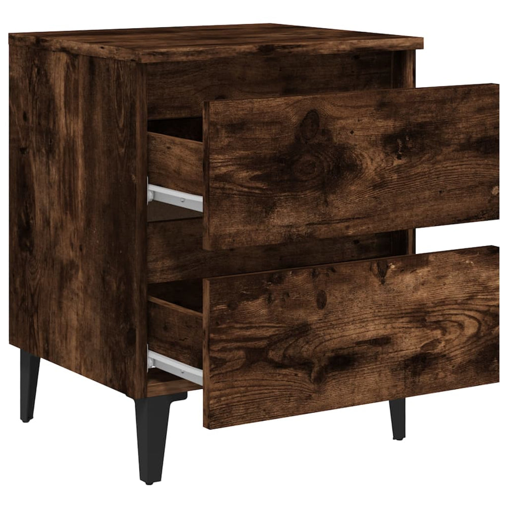 Nachtkastjes 2 st met metalen poten 40x35x50 cm gerookt eiken MeubelReus