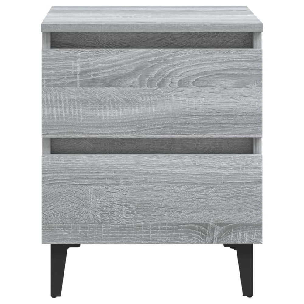Nachtkastje met metalen poten 40x35x50 cm grijs sonoma eiken MeubelReus