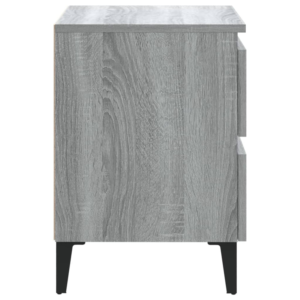 Nachtkastje met metalen poten 40x35x50 cm grijs sonoma eiken MeubelReus