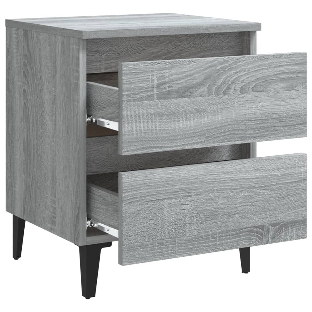 Nachtkastje met metalen poten 40x35x50 cm grijs sonoma eiken MeubelReus