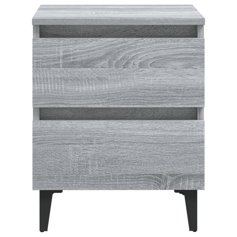Nachtkastjes 2 st met metalen poten 40x35x50 cm grijs sonoma