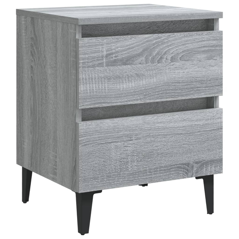 Nachtkastjes 2 st met metalen poten 40x35x50 cm grijs sonoma