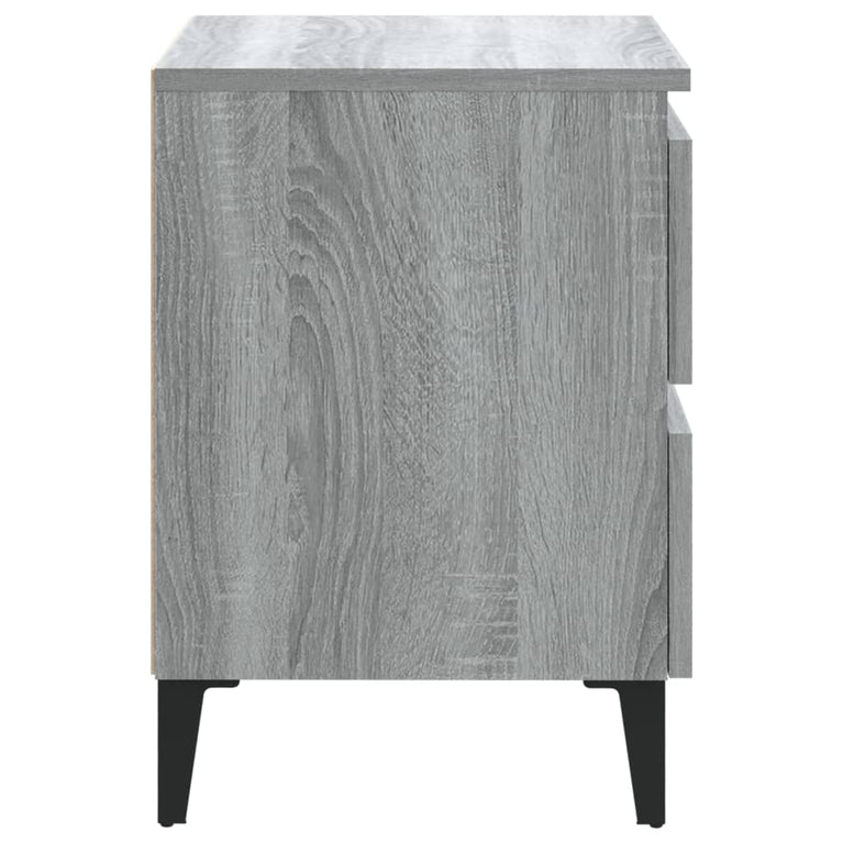 Nachtkastjes 2 st met metalen poten 40x35x50 cm grijs sonoma