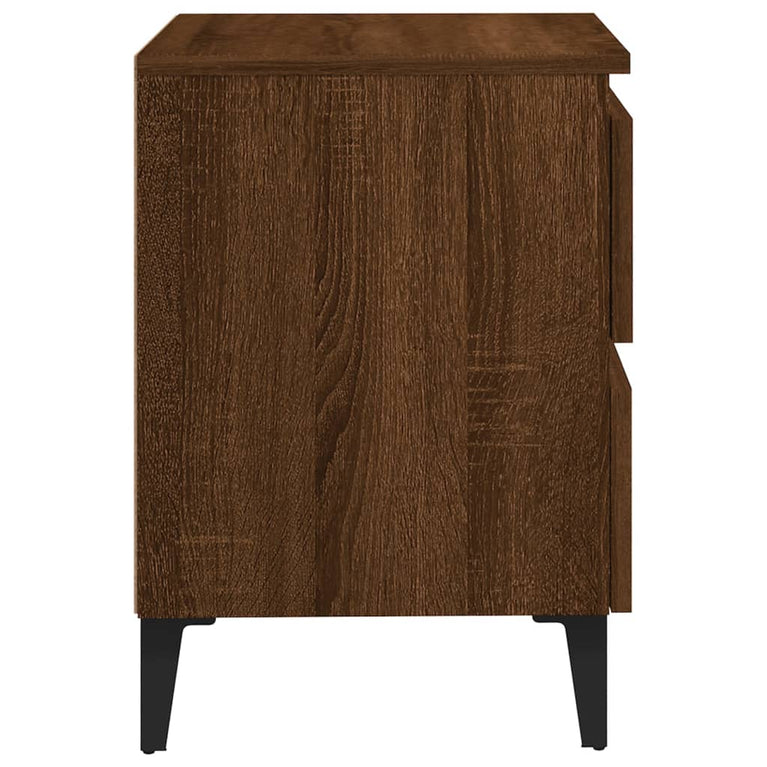 Nachtkastje met metalen poten 40x35x50 cm bruineikenkleurig MeubelReus