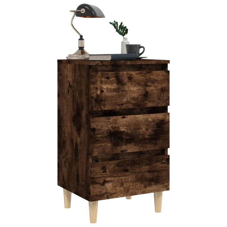 Nachtkastjes 2 st met houten poten 40x35x69 cm gerookt eiken MeubelReus
