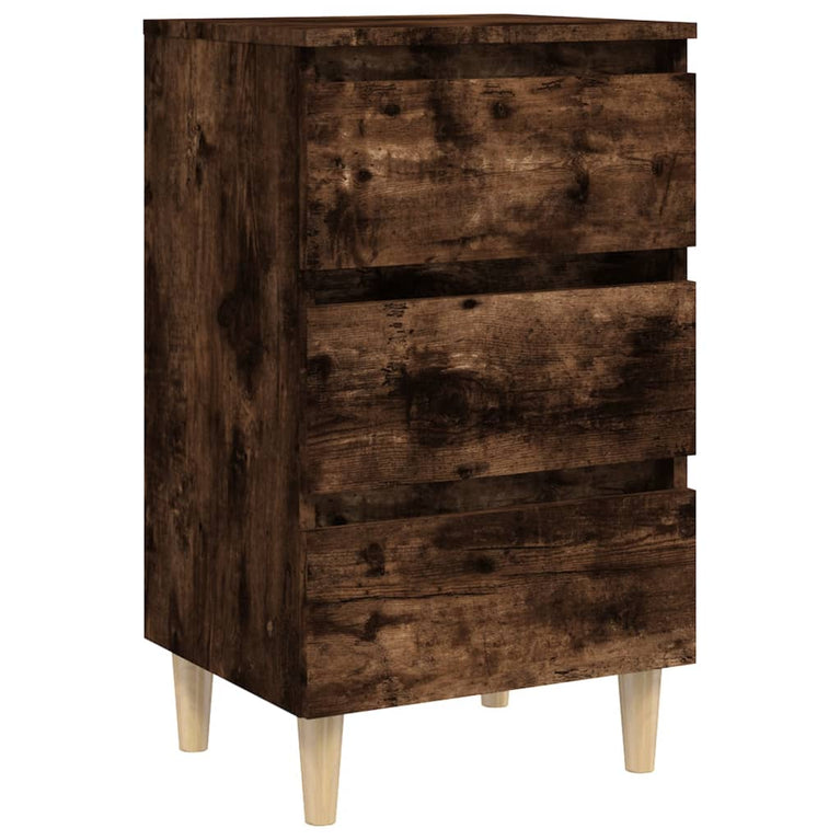 Nachtkastjes 2 st met houten poten 40x35x69 cm gerookt eiken MeubelReus
