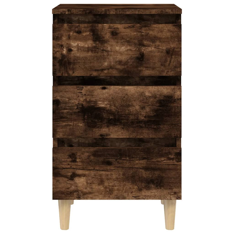 Nachtkastjes 2 st met houten poten 40x35x69 cm gerookt eiken MeubelReus