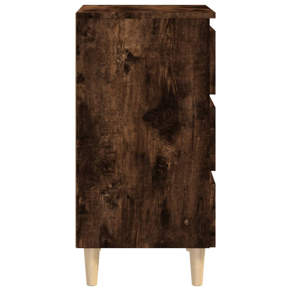 Nachtkastjes 2 st met houten poten 40x35x69 cm gerookt eiken MeubelReus