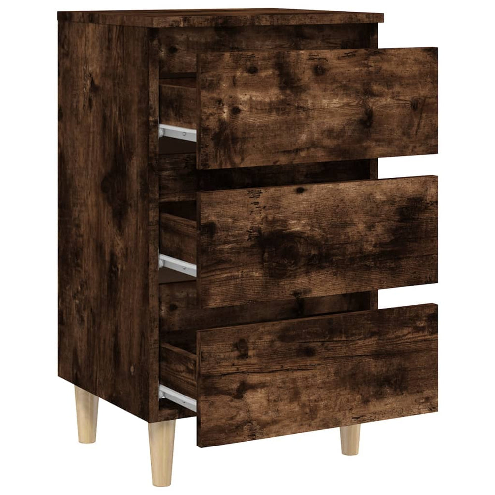 Nachtkastjes 2 st met houten poten 40x35x69 cm gerookt eiken MeubelReus