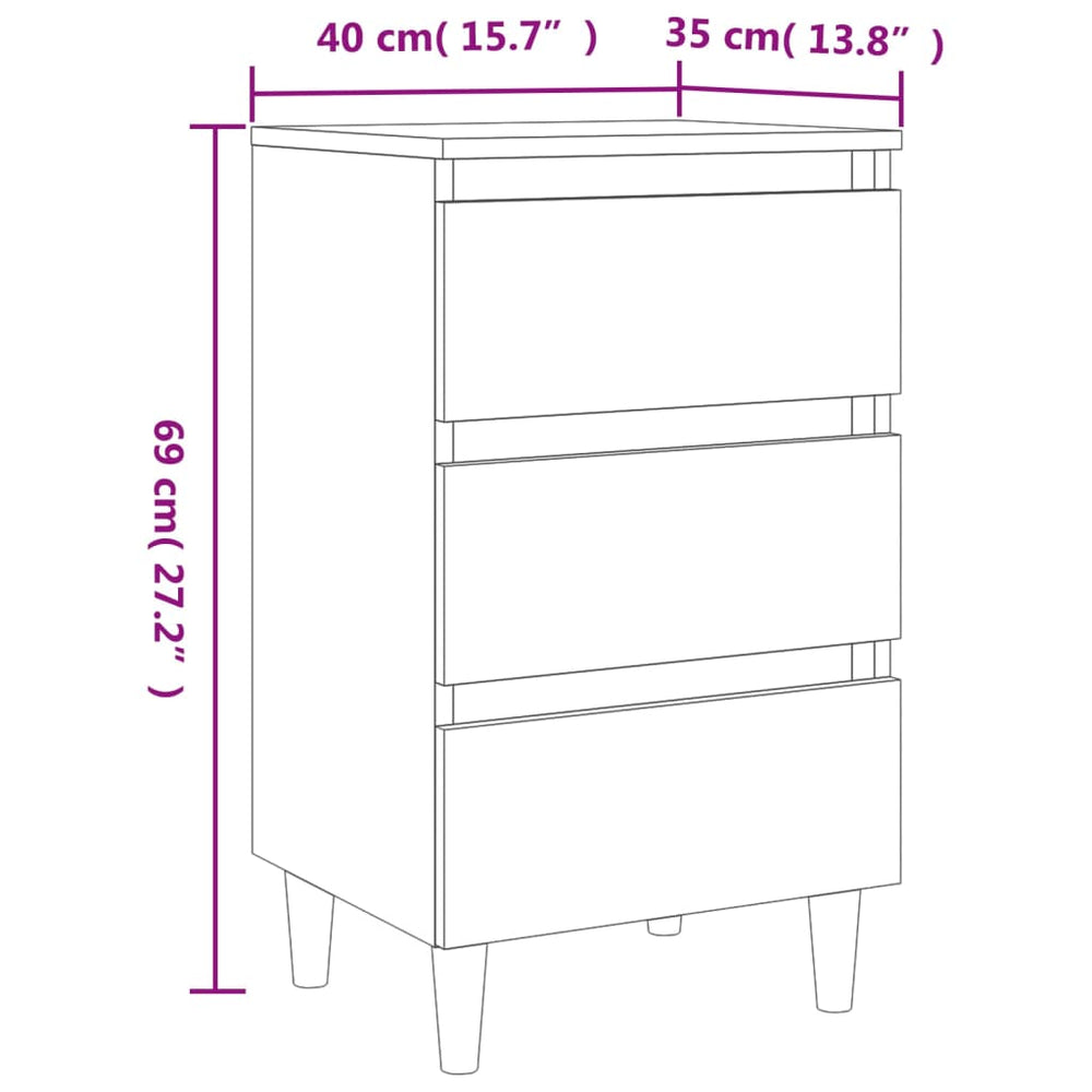 Nachtkastjes 2 st met houten poten 40x35x69 cm gerookt eiken MeubelReus
