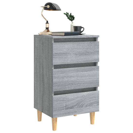 Nachtkastje met houten poten 40x35x69 cm grijs sonoma eiken MeubelReus