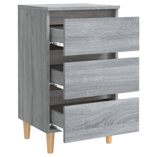 Nachtkastje met houten poten 40x35x69 cm grijs sonoma eiken MeubelReus