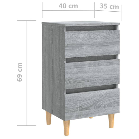 Nachtkastje met houten poten 40x35x69 cm grijs sonoma eiken MeubelReus