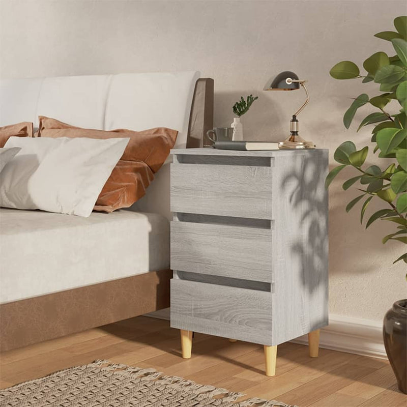 Nachtkastje met houten poten 40x35x69 cm grijs sonoma eiken MeubelReus